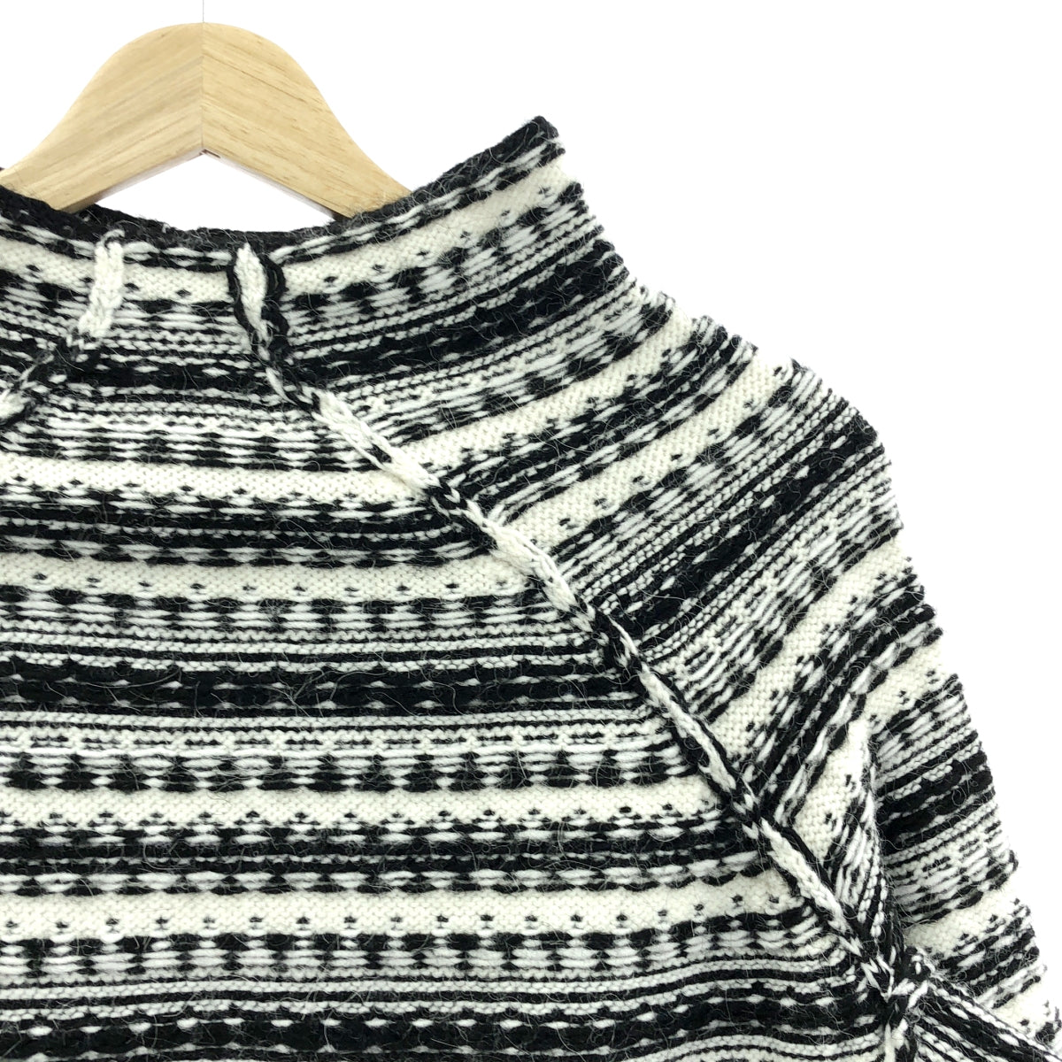 【美品】  MM6 Maison Margiela / エムエムシックスメゾンマルジェラ | Fair Isle Roll Neck Jumper アクリル アルパカ混 インサイドアウト ニット | S | ホワイト / ブラック | レディース