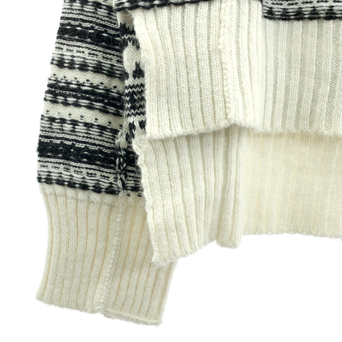 【美品】  MM6 Maison Margiela / エムエムシックスメゾンマルジェラ | Fair Isle Roll Neck Jumper アクリル アルパカ混 インサイドアウト ニット | S | ホワイト / ブラック | レディース