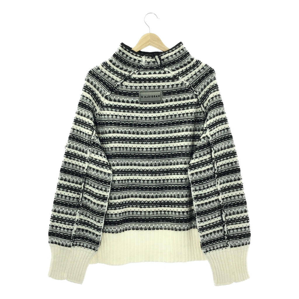 【美品】  MM6 Maison Margiela / エムエムシックスメゾンマルジェラ | Fair Isle Roll Neck Jumper アクリル アルパカ混 インサイドアウト ニット | S | ホワイト / ブラック | レディース