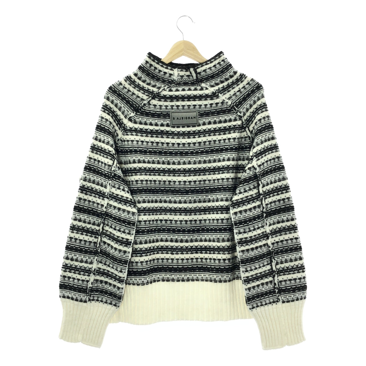 【美品】  MM6 Maison Margiela / エムエムシックスメゾンマルジェラ | Fair Isle Roll Neck Jumper アクリル アルパカ混 インサイドアウト ニット | S | ホワイト / ブラック | レディース