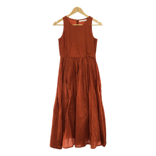 MARIHA | Cotton Sleeveless Gathered Dress | Orange | Women's