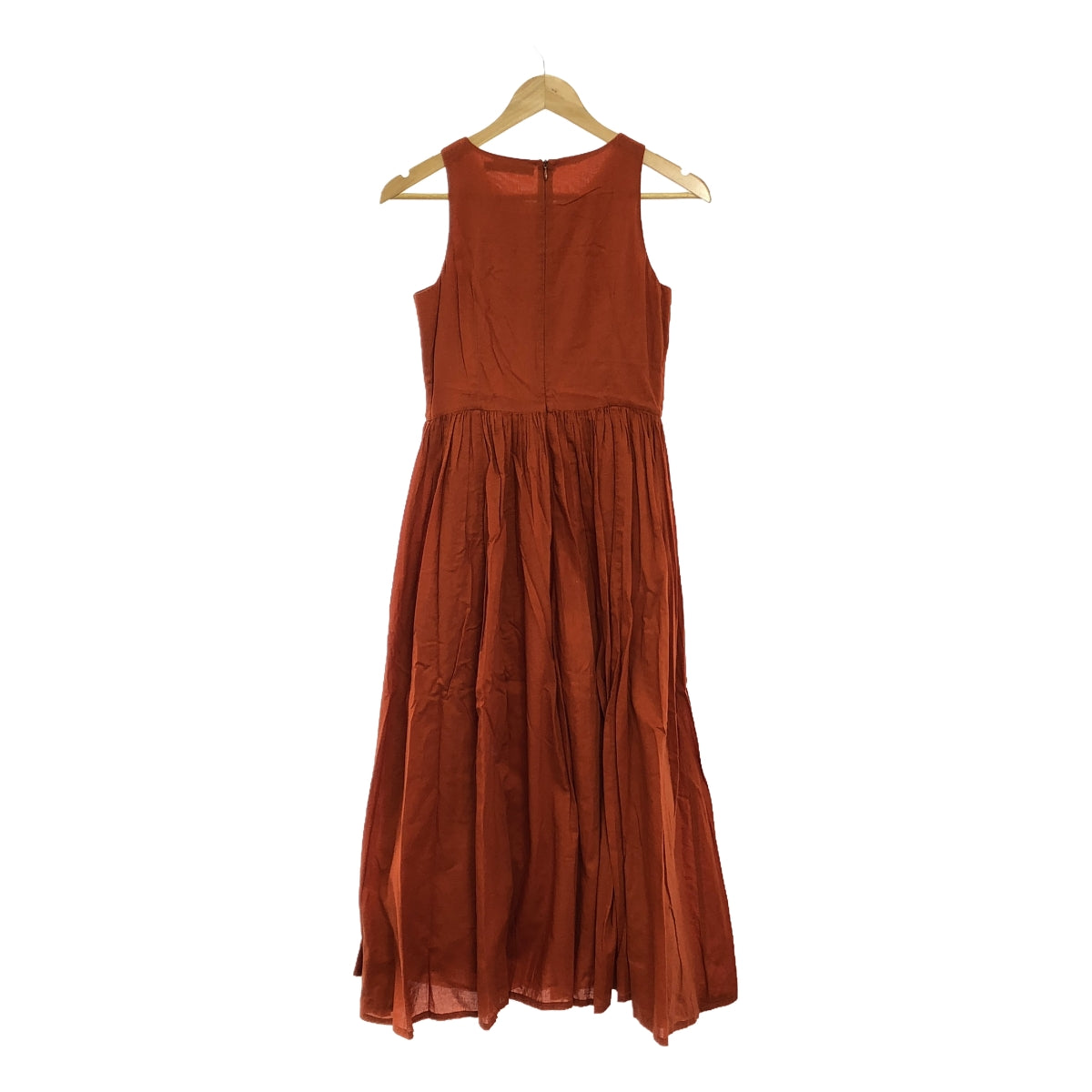 MARIHA | Cotton Sleeveless Gathered Dress | Orange | Women's