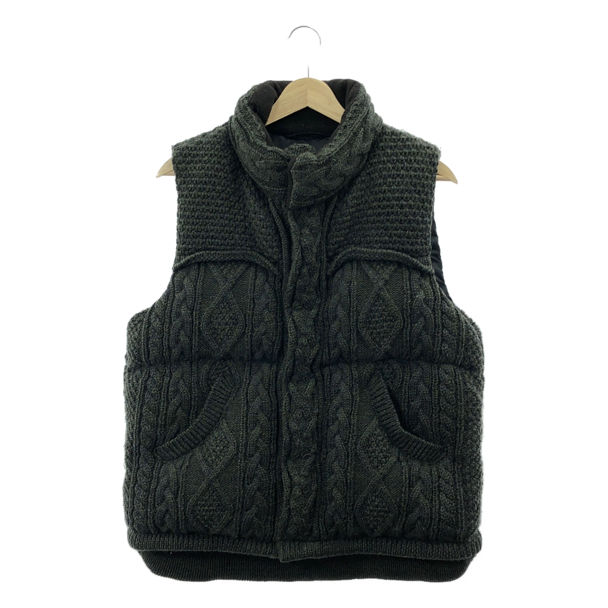 MIHARA YASUHIRO / ミハラヤスヒロ | ケーブルニット ダウンベスト | M | ダークグリーン | メンズ