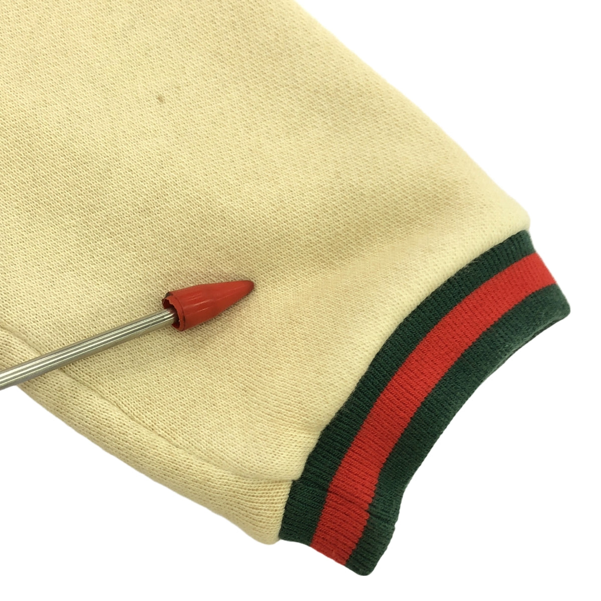 古馳 | Sherry Line 雙面開襟衫 | XS |米色/紅色/綠色 |女性的