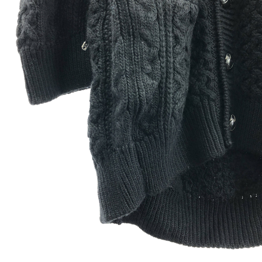 【新品】  TAKAHIROMIYASHITA The Soloist / タカヒロミヤシタザソロイスト | 2022AW | double zip balloon shaped aran pattern cardigan ダブルジップ バルーンシェイプ アランパターン ニットカーディガン | 44 | ブラック | メンズ