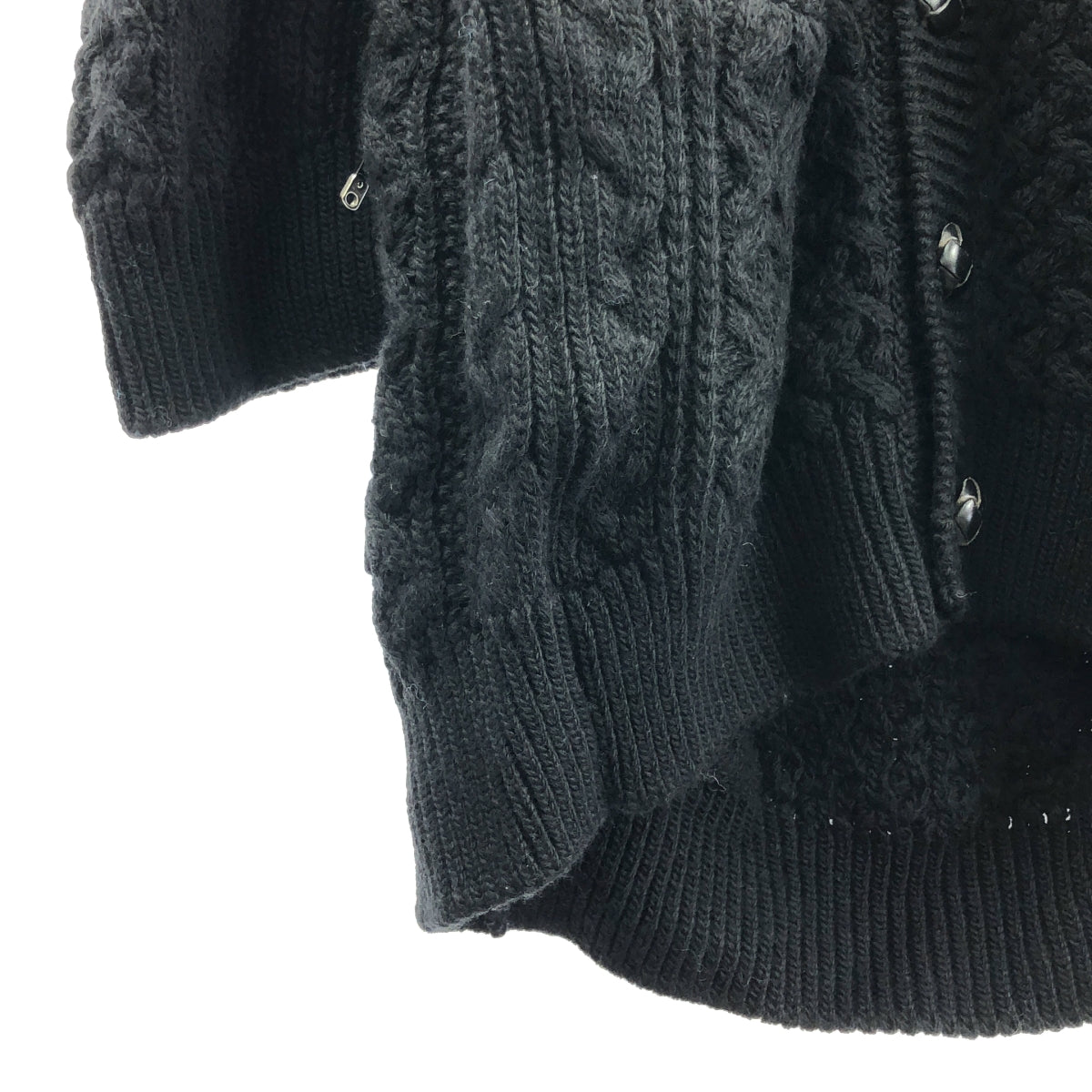 【新品】  TAKAHIROMIYASHITA The Soloist / タカヒロミヤシタザソロイスト | 2022AW | double zip balloon shaped aran pattern cardigan ダブルジップ バルーンシェイプ アランパターン ニットカーディガン | 44 | ブラック | メンズ