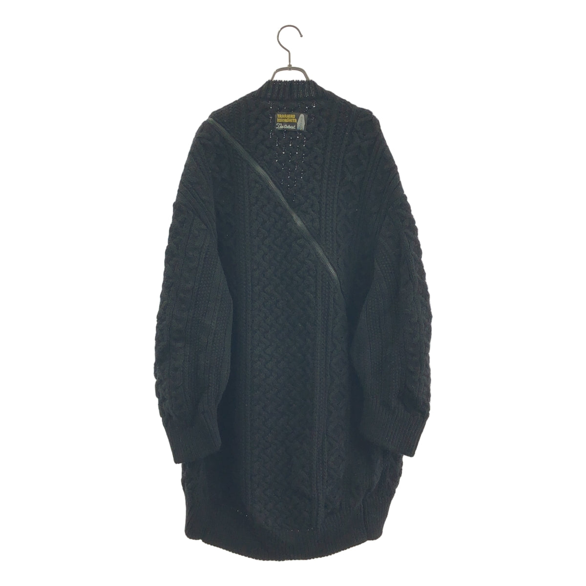 【新品】  TAKAHIROMIYASHITA The Soloist / タカヒロミヤシタザソロイスト | 2022AW | double zip balloon shaped aran pattern cardigan ダブルジップ バルーンシェイプ アランパターン ニットカーディガン | 44 | ブラック | メンズ