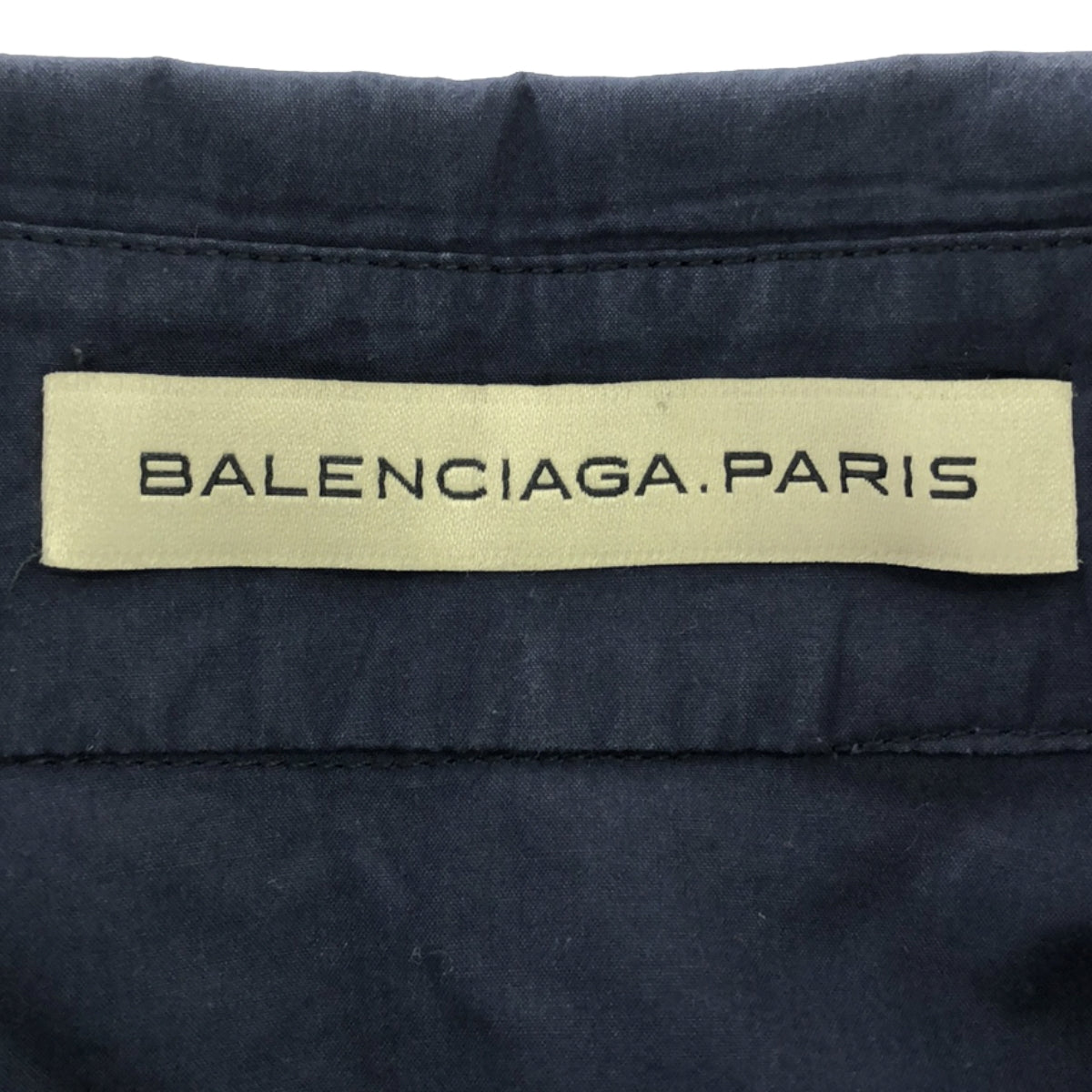 BALENCIAGA | Cotton fly front back gathered regular collar shirt | Size 36 | Navy | Women's