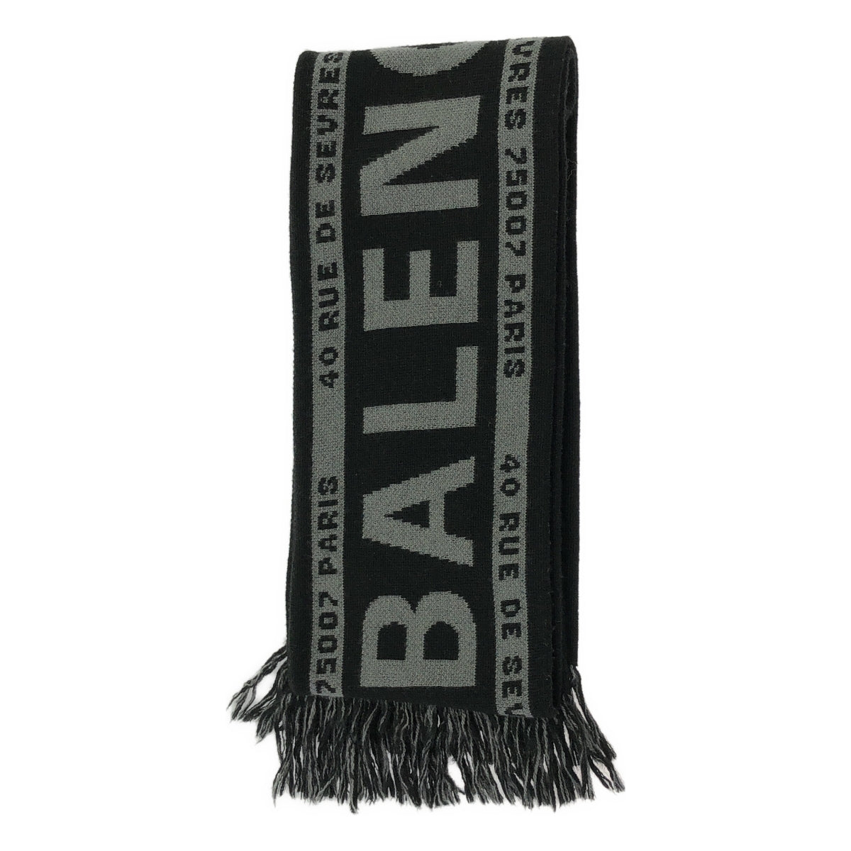 【美品】  BALENCIAGA / バレンシアガ | ロゴ フットボール マフラー | ブラック | メンズ