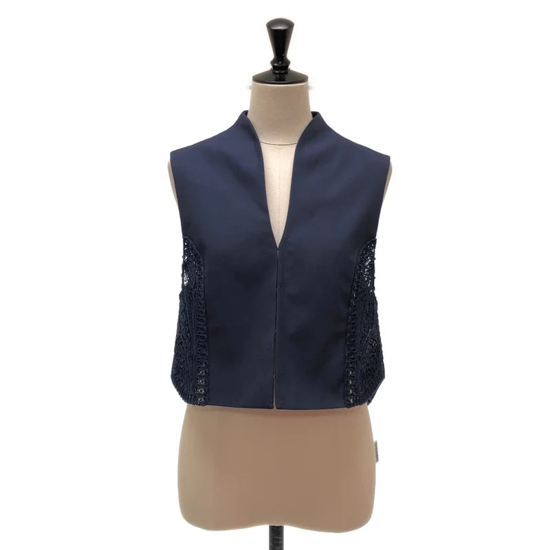 Mame Kurogouchi / マメクロゴウチ | 2024SS | Cording Embroidery Detail Cotton Vest / エンブロイダリー バックオープン ベスト | 3 | レディース