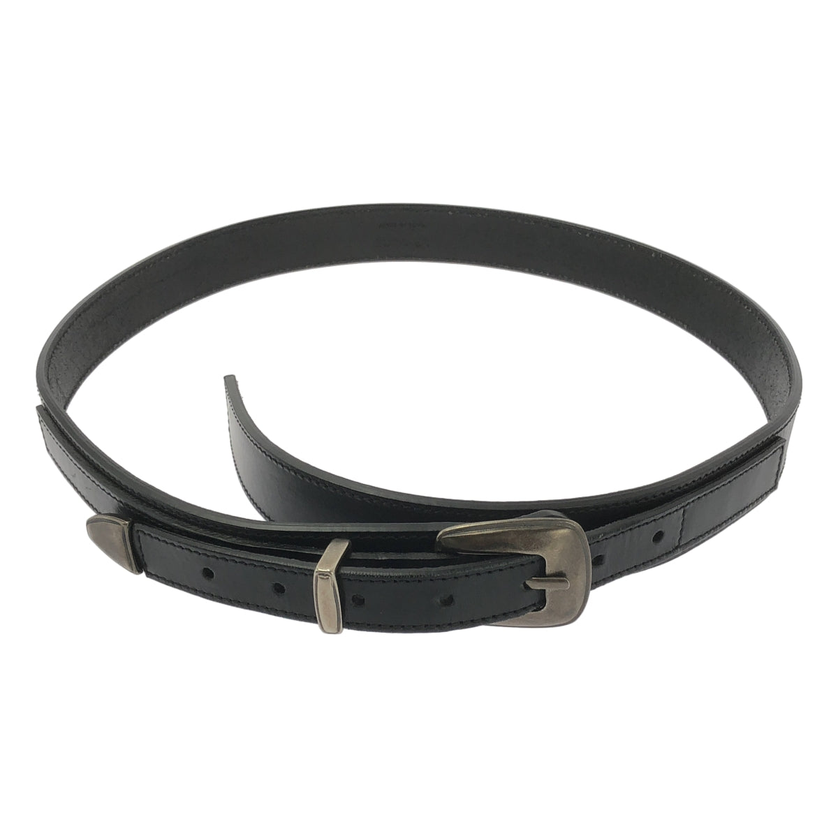 LEMAIRE / 르메르 | MINIMAL WESTERN BELT 빈티지 가공 가죽 벨트 | 90 | 블랙 | 남성