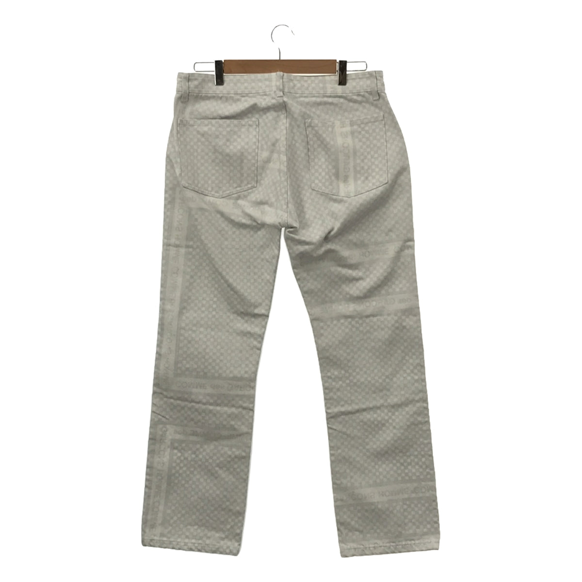 COMME des GARCONS HOMME / 컴데 갤슨 옴므 | 2004SS | 체커 플래그 로고 바지 | M | 화이트/라이트 블루 | 남성