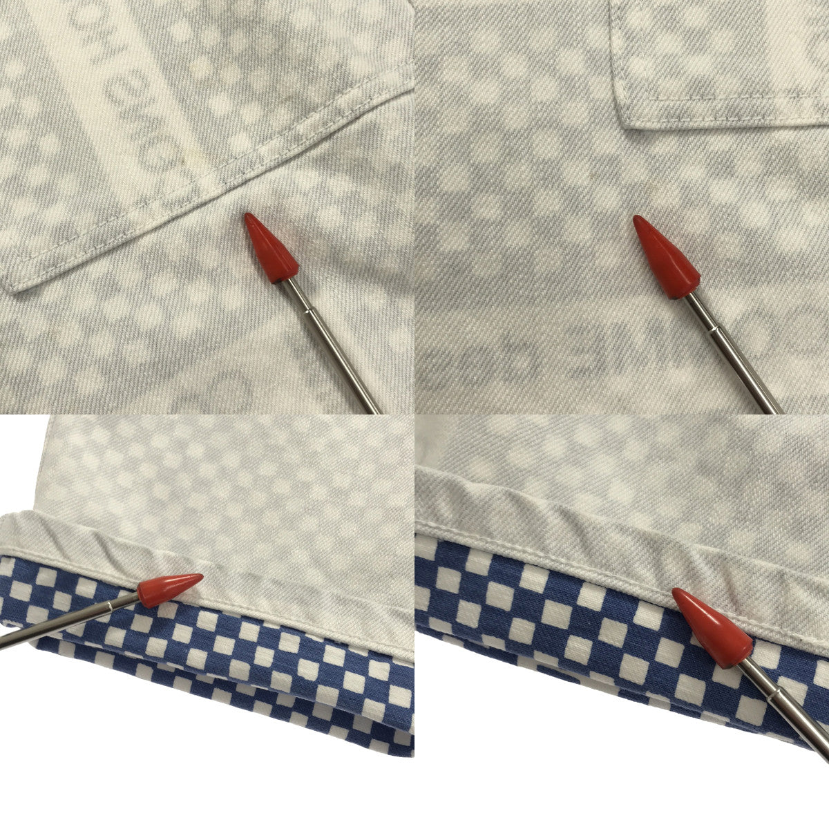 COMME des GARCONS HOMME | 2004春夏 |方格旗標誌褲 | M |白色/淺藍色|男士