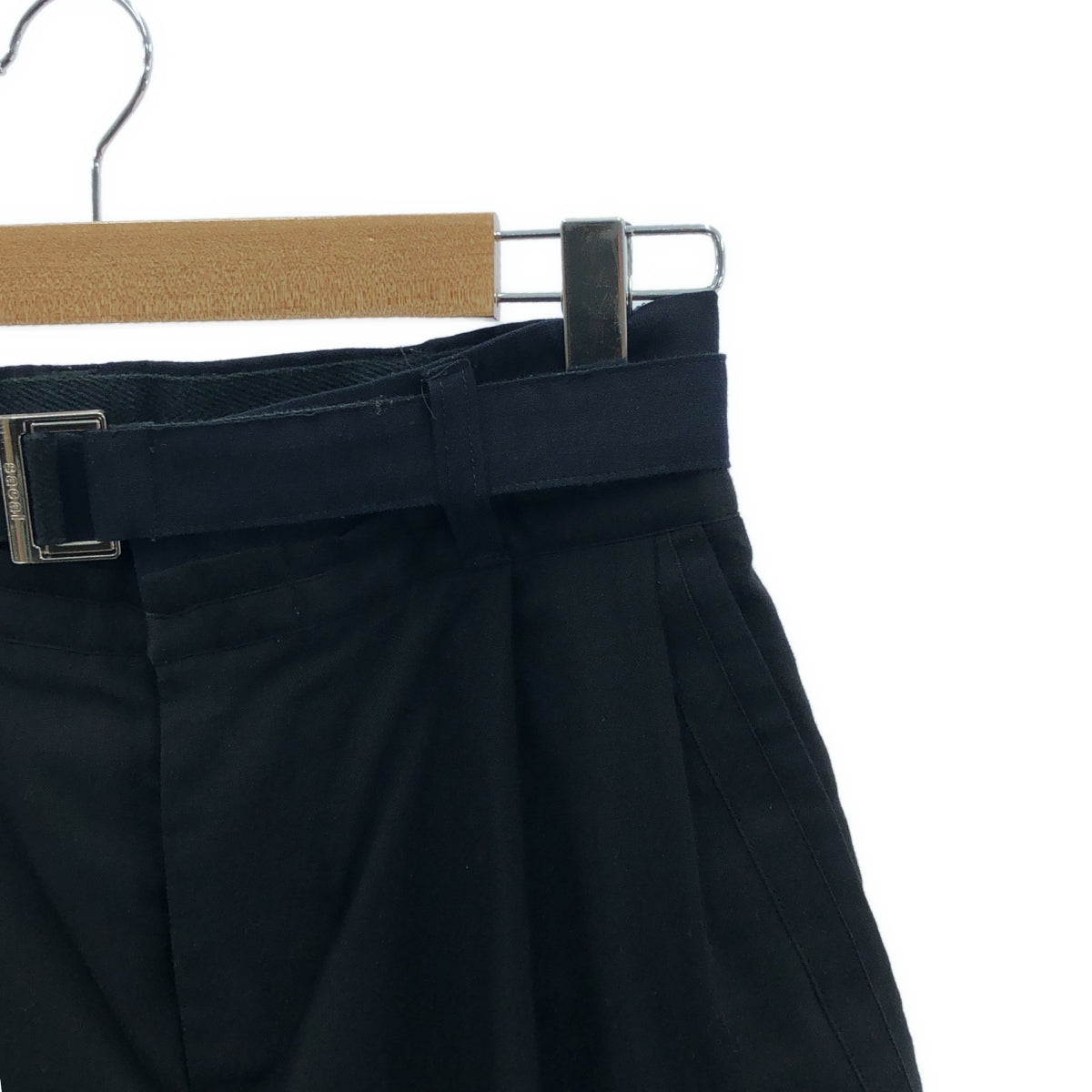 sacai / Sacai |繫腰帶雙褶褲 | 0 |黑色 |男士