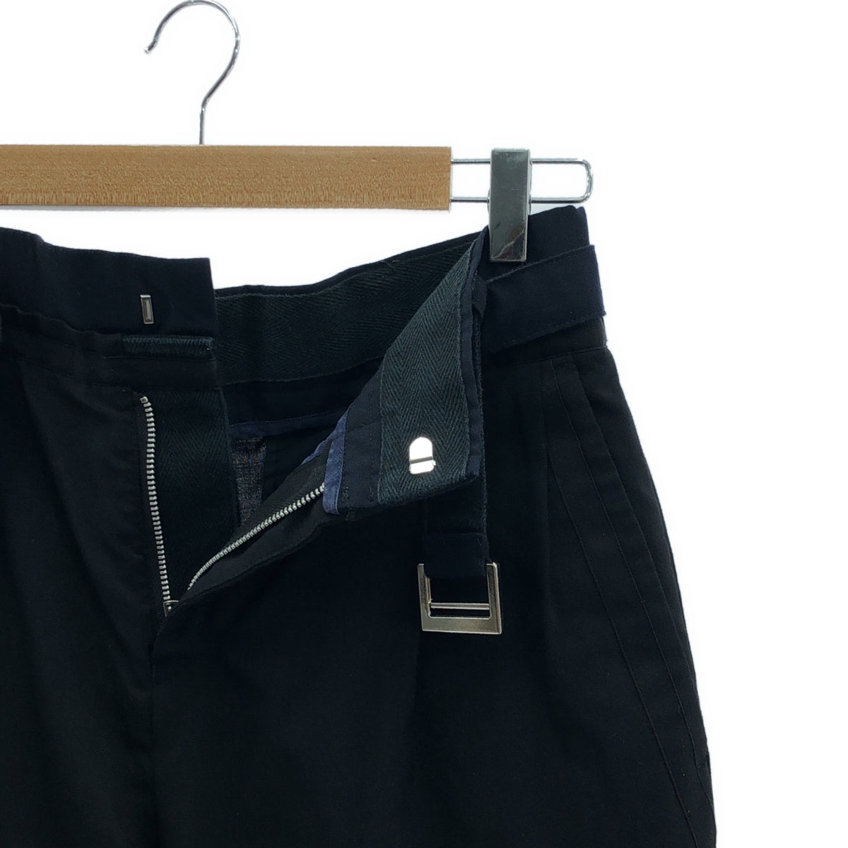 sacai / Sacai |繫腰帶雙褶褲 | 0 |黑色 |男士