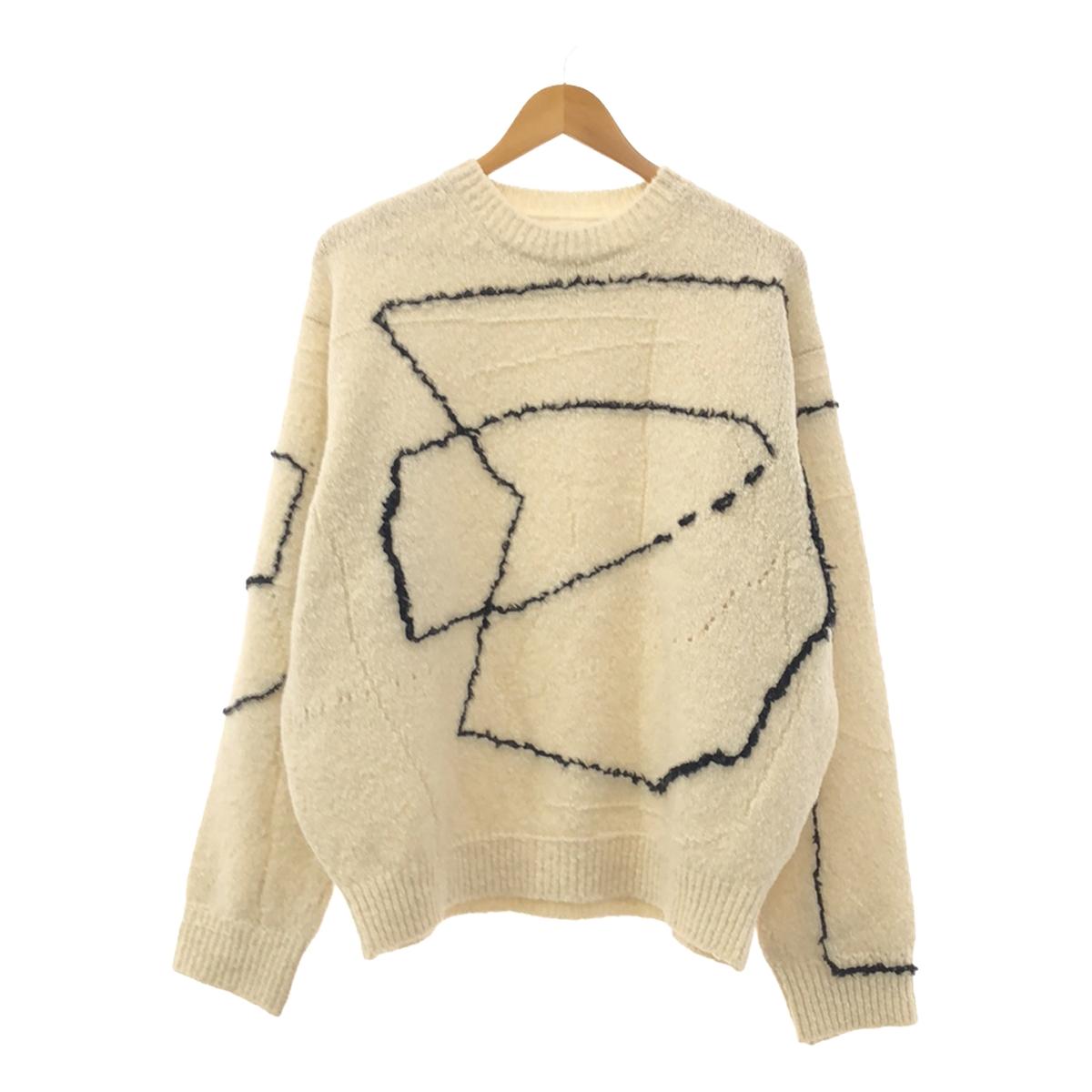 YOKE / ヨーク | 2023AW | CONTINUOUS LINE EMBROIDERY SWEATER / クルーネック オーバー ニット | 1 | メンズ