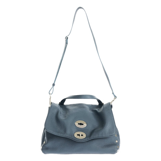 [Good Condition] ZANELLATO | Postina Daily | 2-way shoulder strap leather handbag with side studs | Blue | Women's