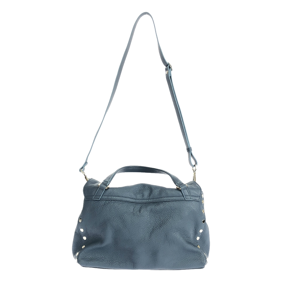 [品相良好] ZANELLATO |每日郵報 |帶側飾釘的雙向肩帶皮革手提包 |藍色 |女性的