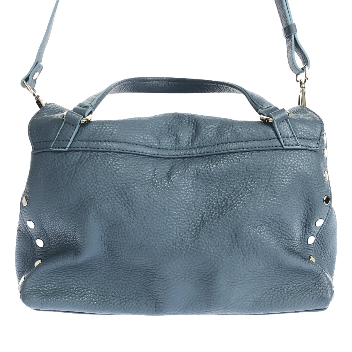 [品相良好] ZANELLATO |每日郵報 |帶側飾釘的雙向肩帶皮革手提包 |藍色 |女性的