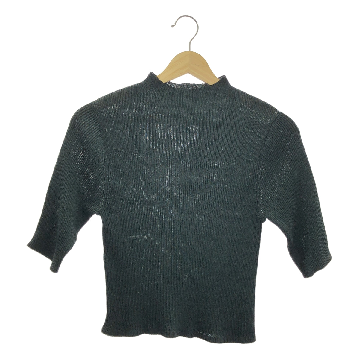 MIESROHE / ミースロエ | デザインRIB ハーフスリーブ ラメニット | F | レディース