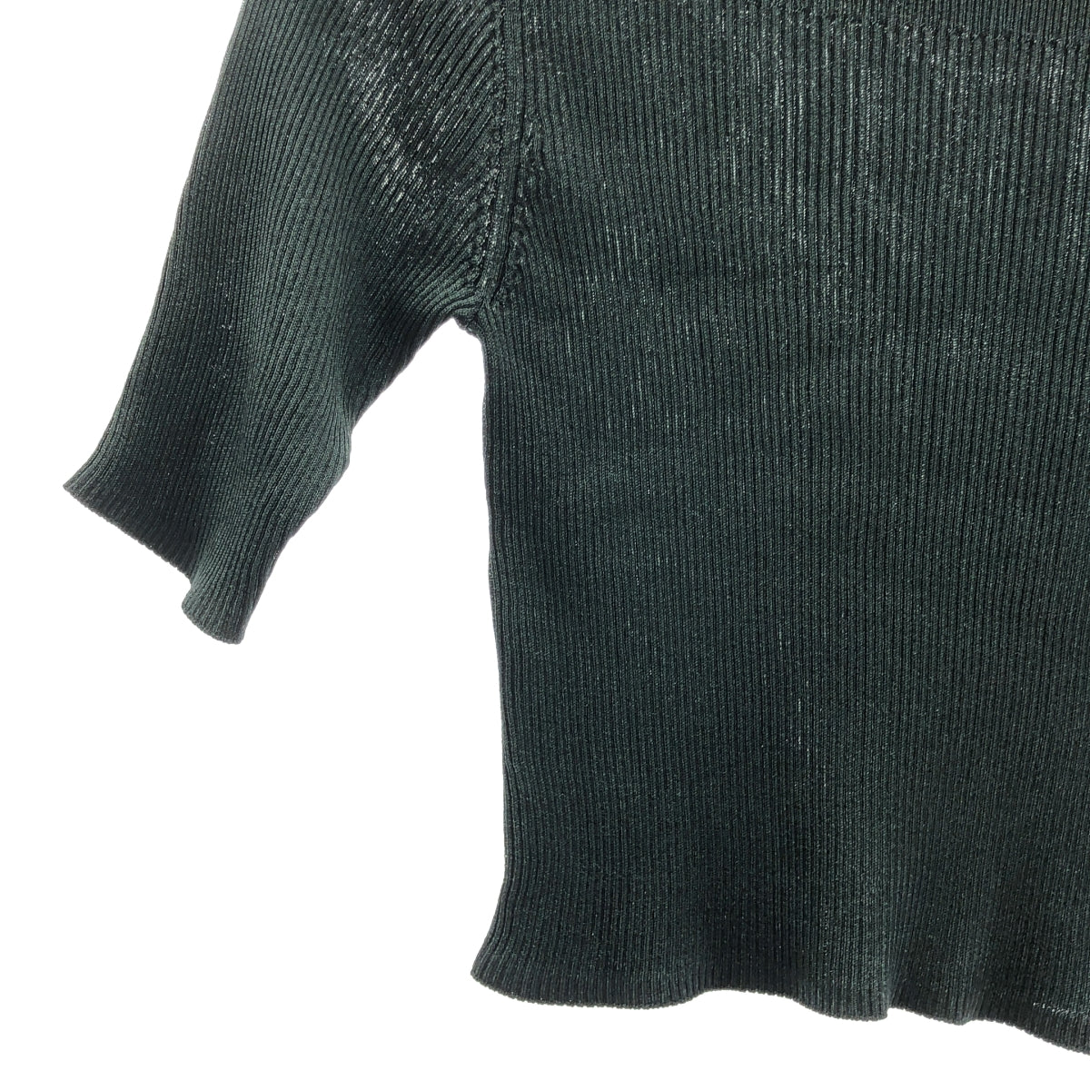 MIESROHE / ミースロエ | デザインRIB ハーフスリーブ ラメニット | F | レディース