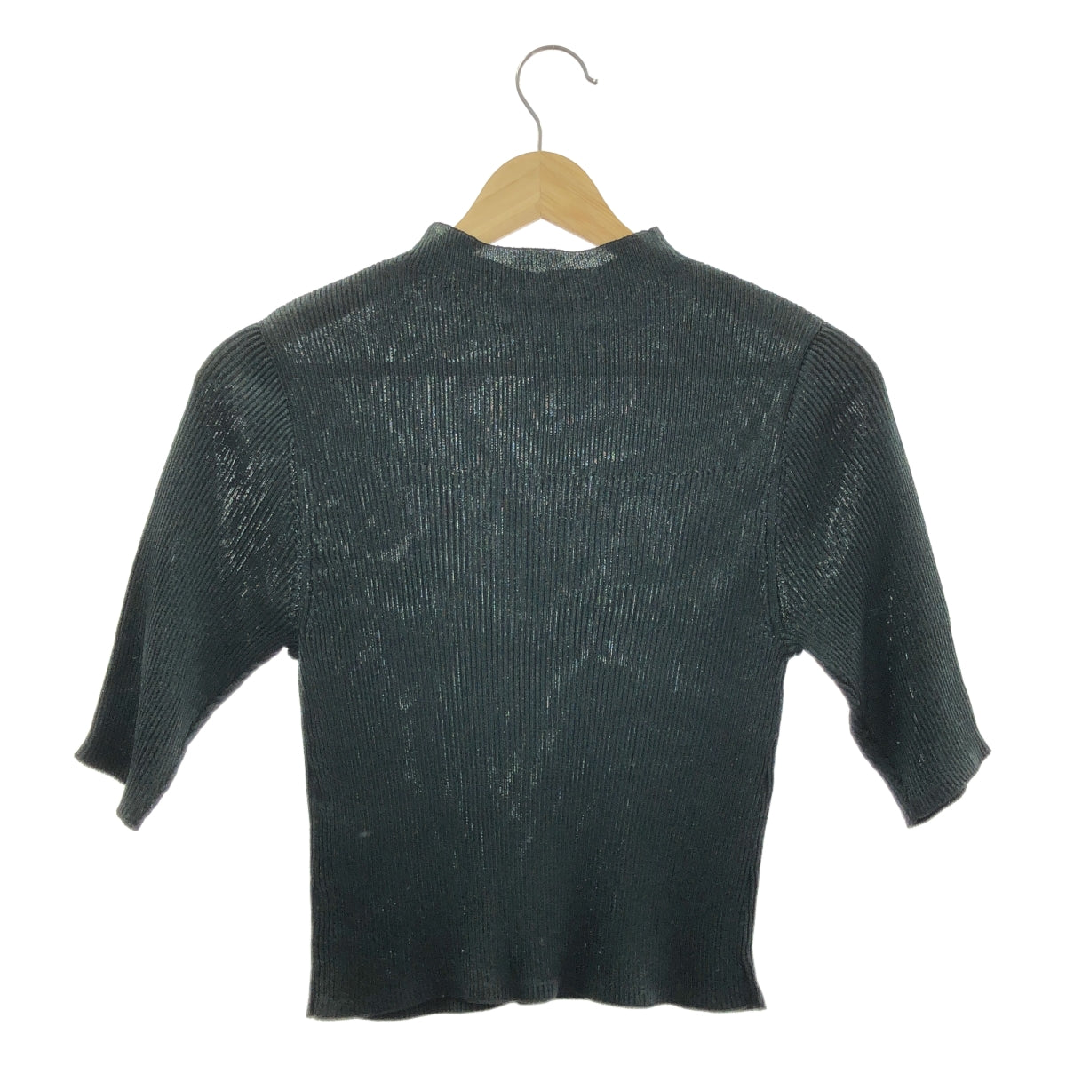 MIESROHE / ミースロエ | デザインRIB ハーフスリーブ ラメニット | F | レディース