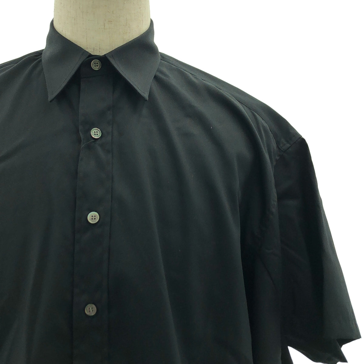 【美品】  JOHN LAWRENCE SULLIVAN / ジョンローレンスサリバン | Broadcloth double sleeve shirt / 変形 ロゴボタン ダブルスリーブ オーバー シャツ | 44 | ブラック | メンズ