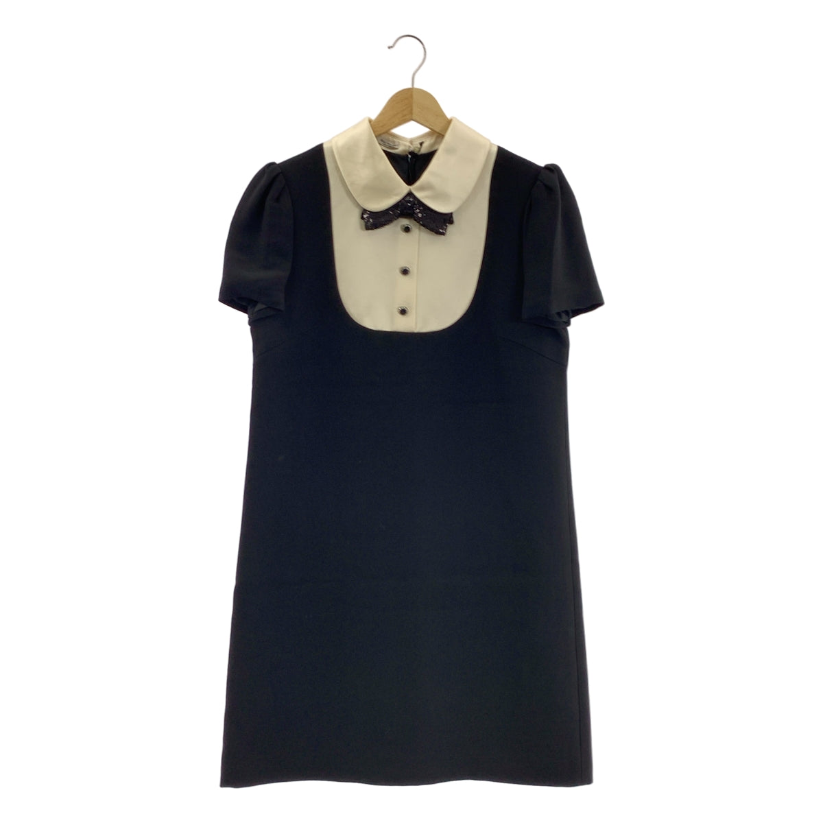 miu miu / ミュウミュウ | 2021 | ラウンドカラー スパンコール リボン ロング ワンピース | 40 | レディース