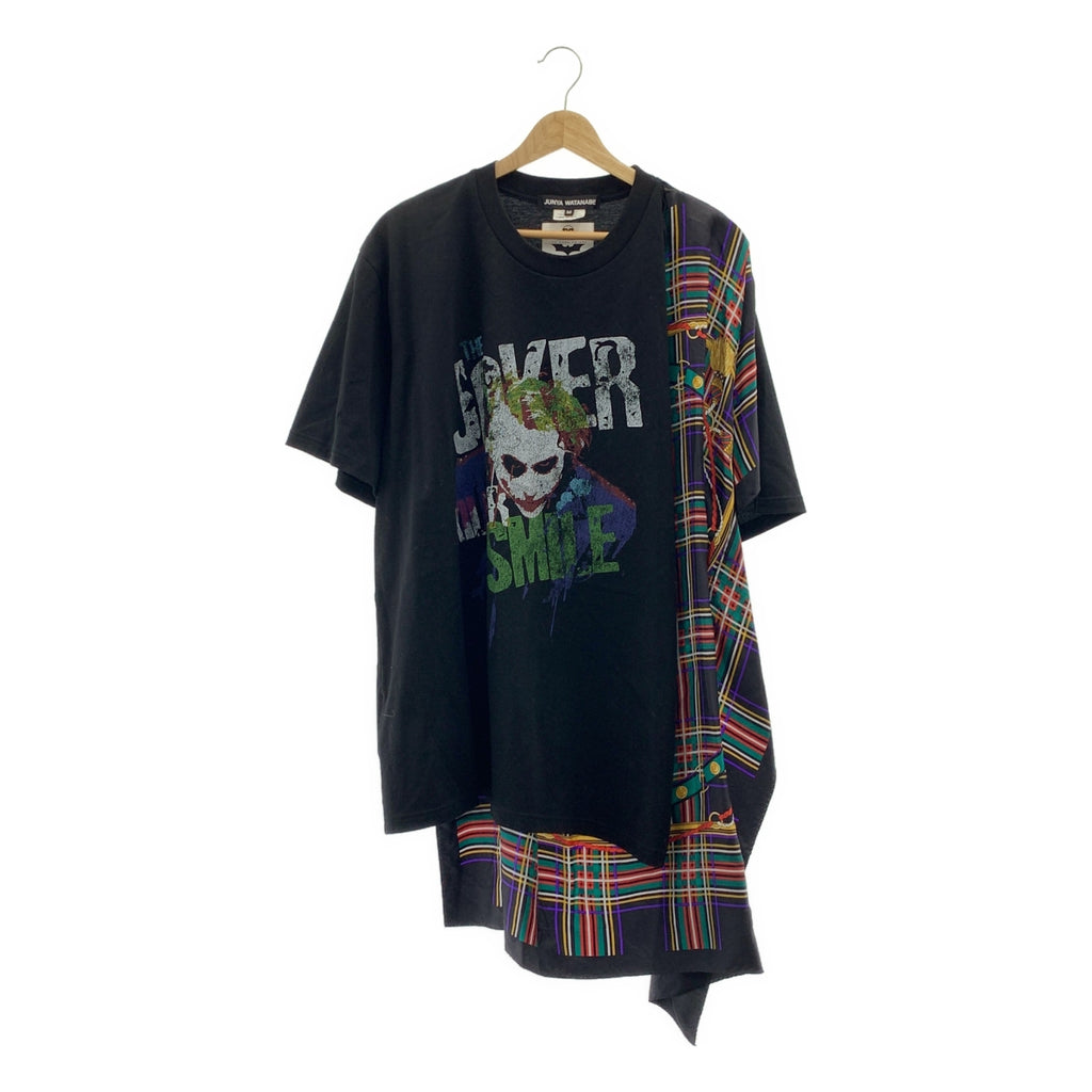 JUNYA WATANABE / 준야 와타나베 | 2025SS | Dark Knight × 체크 무늬 실크 스카프 도킹 T 셔츠 | M | 여성