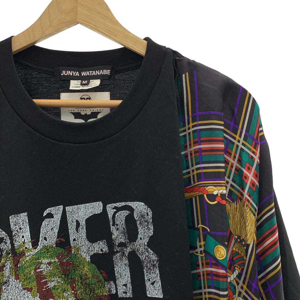 JUNYA WATANABE / 준야 와타나베 | 2025SS | Dark Knight × 체크 무늬 실크 스카프 도킹 T 셔츠 | M | 여성