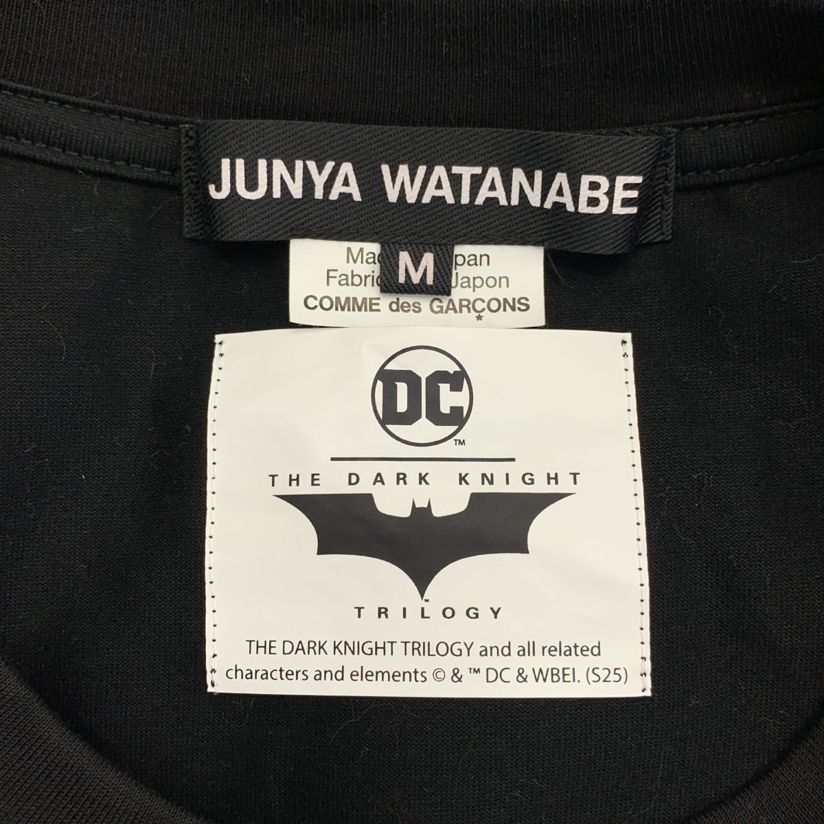 JUNYA WATANABE / 준야 와타나베 | 2025SS | Dark Knight × 체크 무늬 실크 스카프 도킹 T 셔츠 | M | 여성