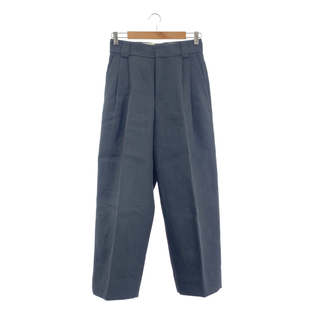 Chaos | 亞麻混紡褶皺寬褲 | 36碼 | 炭黑色 | 女款