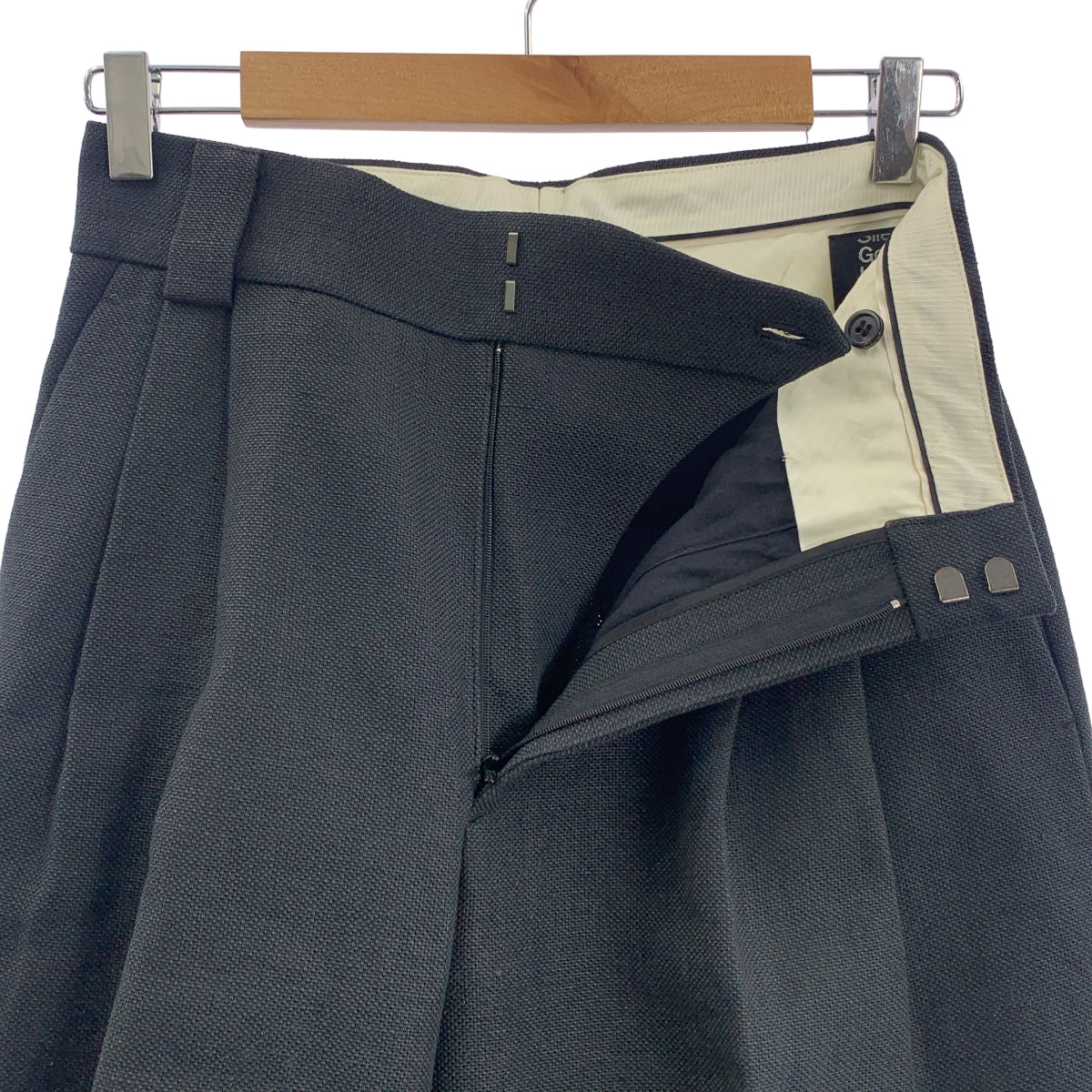 Chaos | 亞麻混紡褶皺寬褲 | 36碼 | 炭黑色 | 女款