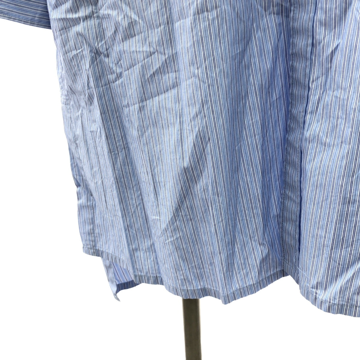 YOHJI YAMAMOTO POUR HOMME / ヨウジヤマモトプールオム | 2017AW | Panty Timeプリント ストライプコットン ブロード ロングシャツ | 1 | ブルー | メンズ