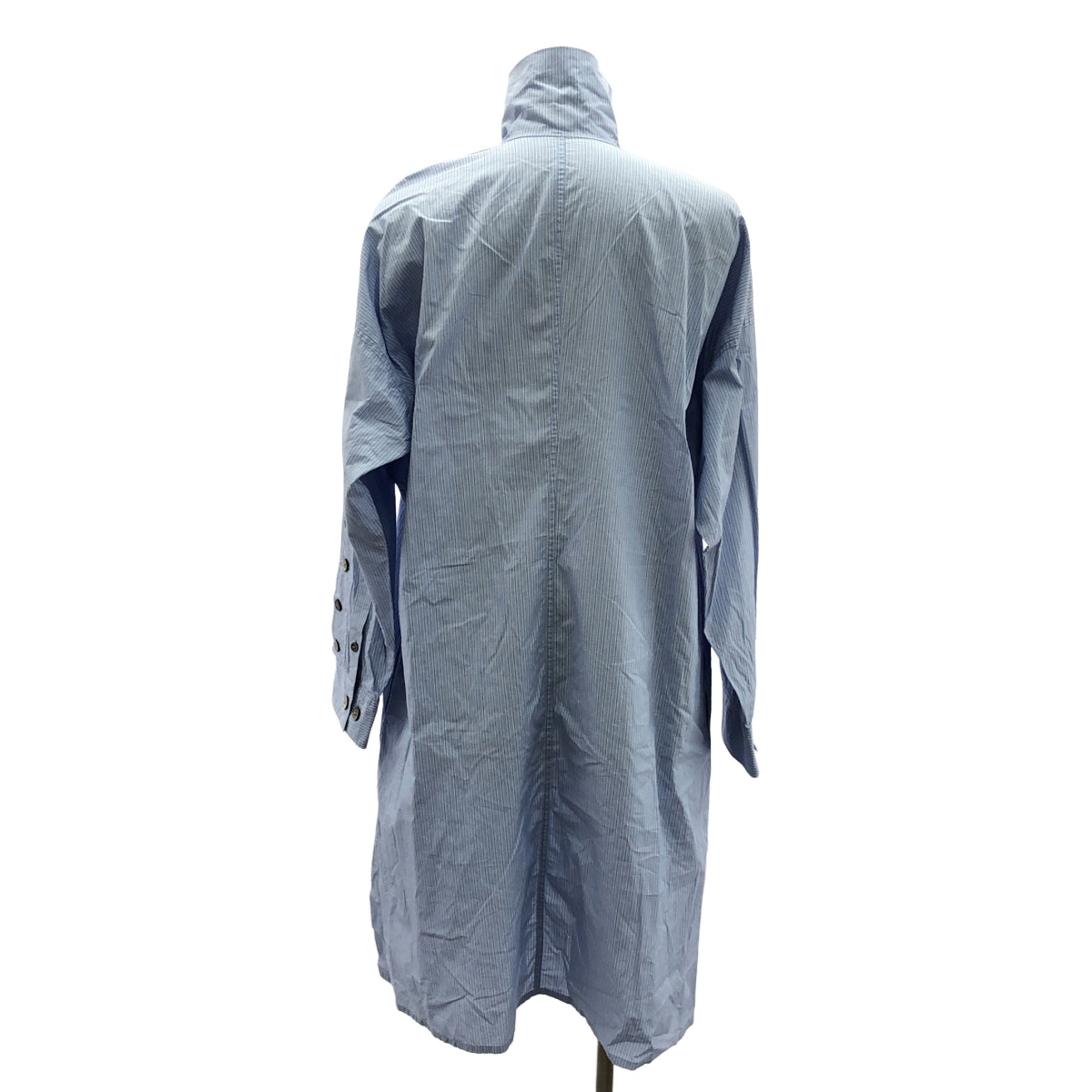 YOHJI YAMAMOTO POUR HOMME / ヨウジヤマモトプールオム | 2017AW | Panty Timeプリント ストライプコットン ブロード ロングシャツ | 1 | ブルー | メンズ