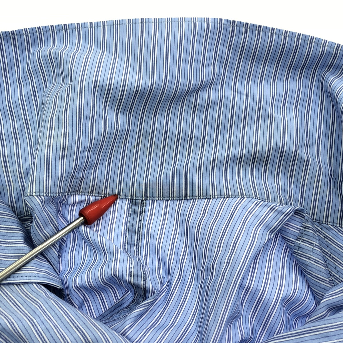 山本耀司男士 | 2017秋冬 | Panty Time 印花條紋棉質寬長襯衫 | 1 |藍色 |男士