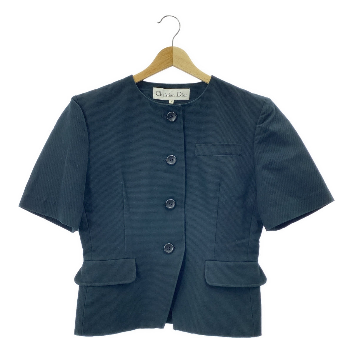 Christian Dior / クリスチャンディオール | コットン クルーネック ブラウス | M | ダークグリーン | レディース