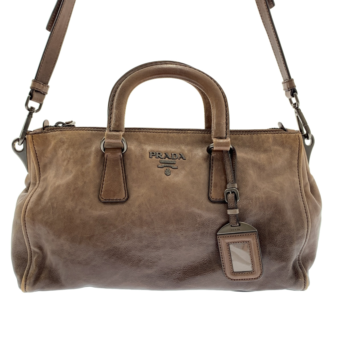 PRADA / 프라다 | 가죽 그라데이션 2way 숄더백 / BL0739 | 브라운 |