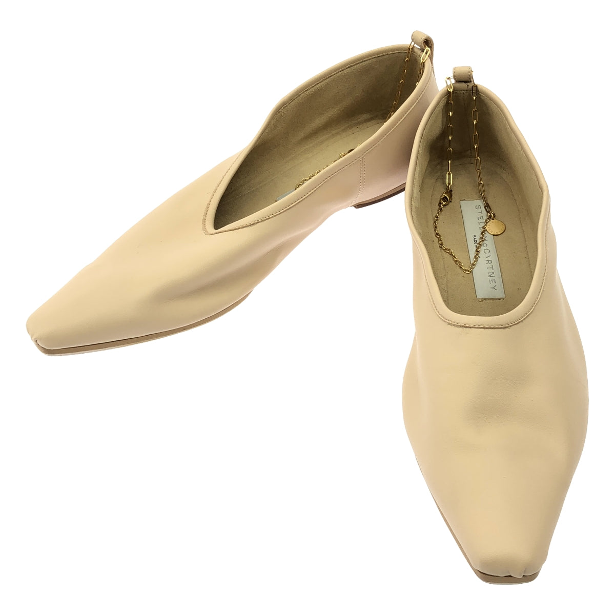 史黛拉麥卡尼 | BALLERINA 扁平踝鏈芭蕾舞平底鞋 | 37 1/2 |米色 |女性的