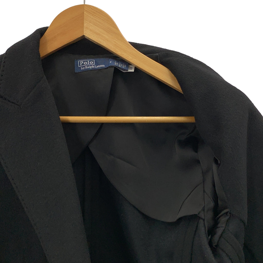 【美品】  POLO RALPH LAUREN / ポロラルフローレン | Logo Crest Brushed Blazer / 装飾 ロゴクレスト ブラッシュド ダブルブレスト ブレザー ジャケット | 2 | ブラック | レディース