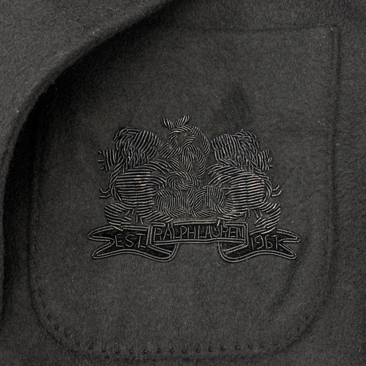 【美品】  POLO RALPH LAUREN / ポロラルフローレン | Logo Crest Brushed Blazer / 装飾 ロゴクレスト ブラッシュド ダブルブレスト ブレザー ジャケット | 2 | ブラック | レディース