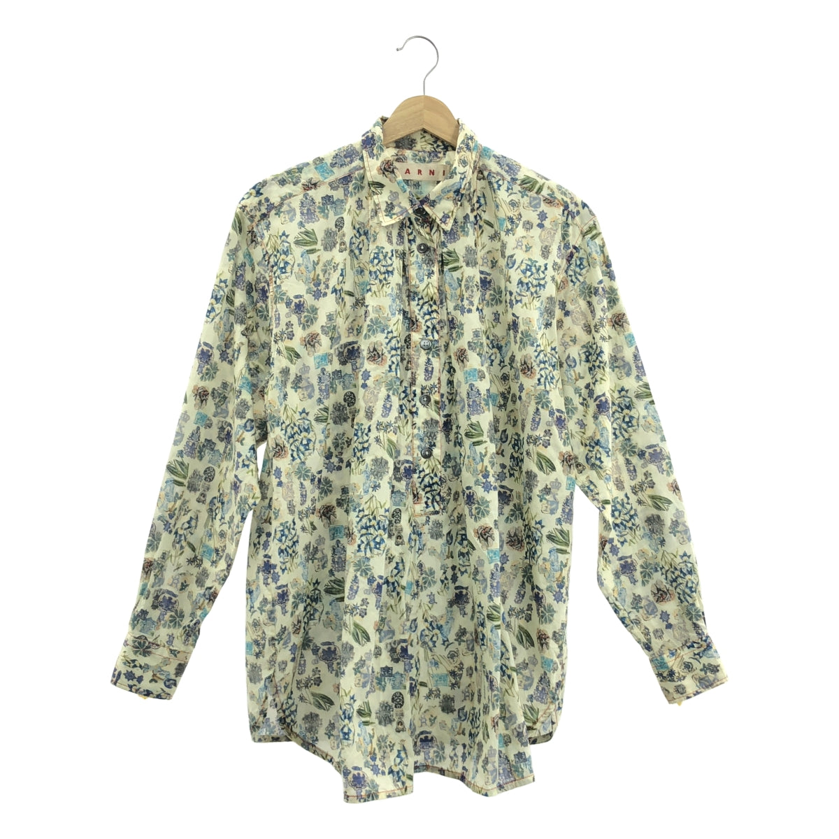 【美品】  MARNI / マルニ | コットン 総柄 オーバーシルエット プルオーバー シャツ ブラウス | 40 | マルチカラー | レディース