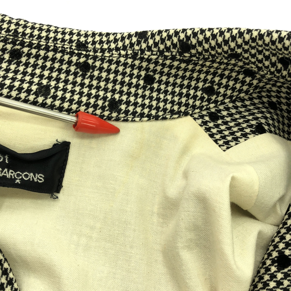 tricot COMME des GARCONS | Wool dot houndstooth coat | M | Black/White | Women's