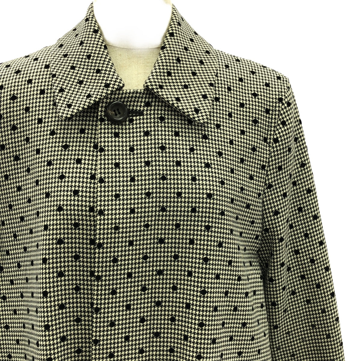 tricot COMME des GARCONS | Wool dot houndstooth coat | M | Black/White | Women's