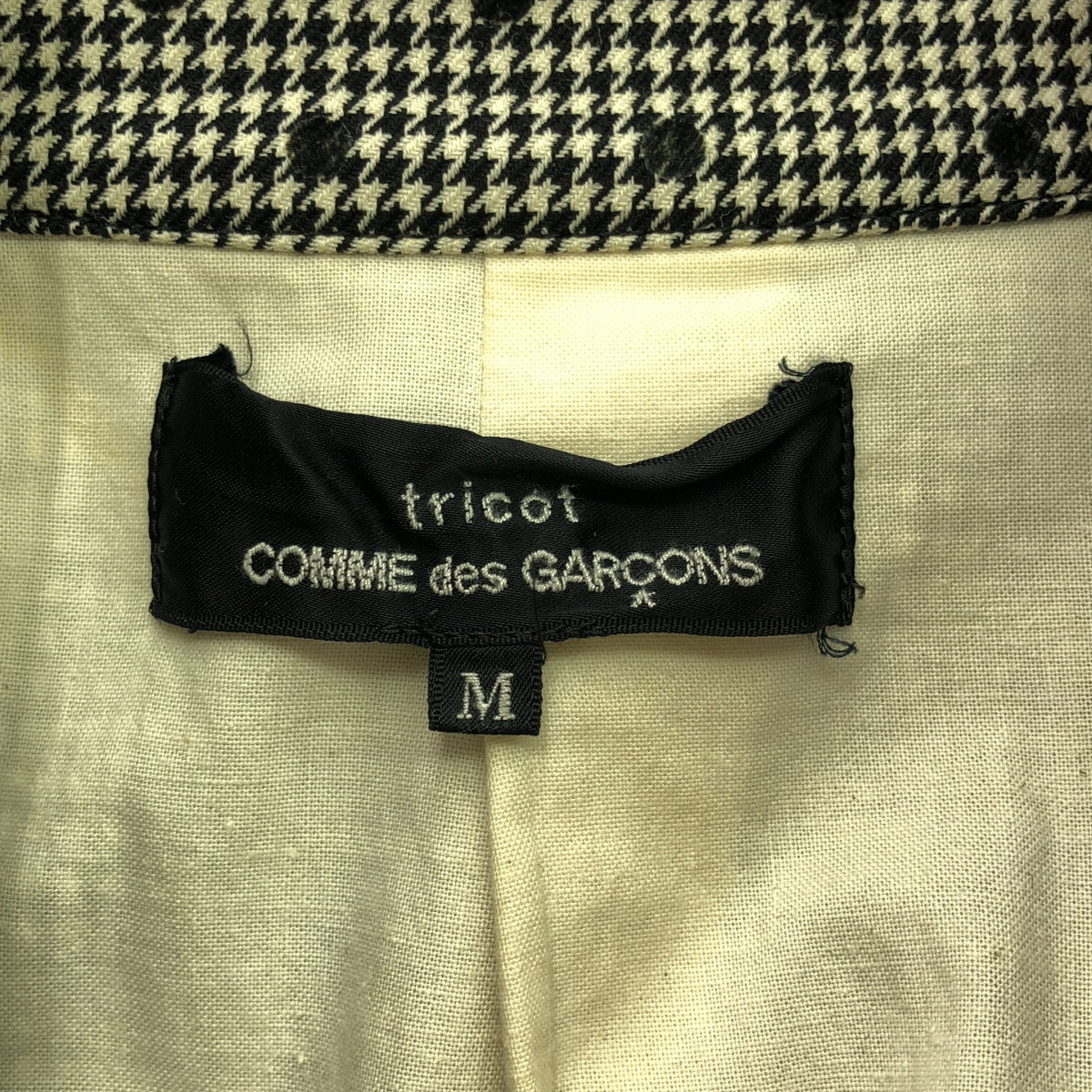 tricot COMME des GARCONS / トリココムデギャルソン | ウール ドット 千鳥格子 ステンカラーコート | M | ブラック/ホワイト | レディース