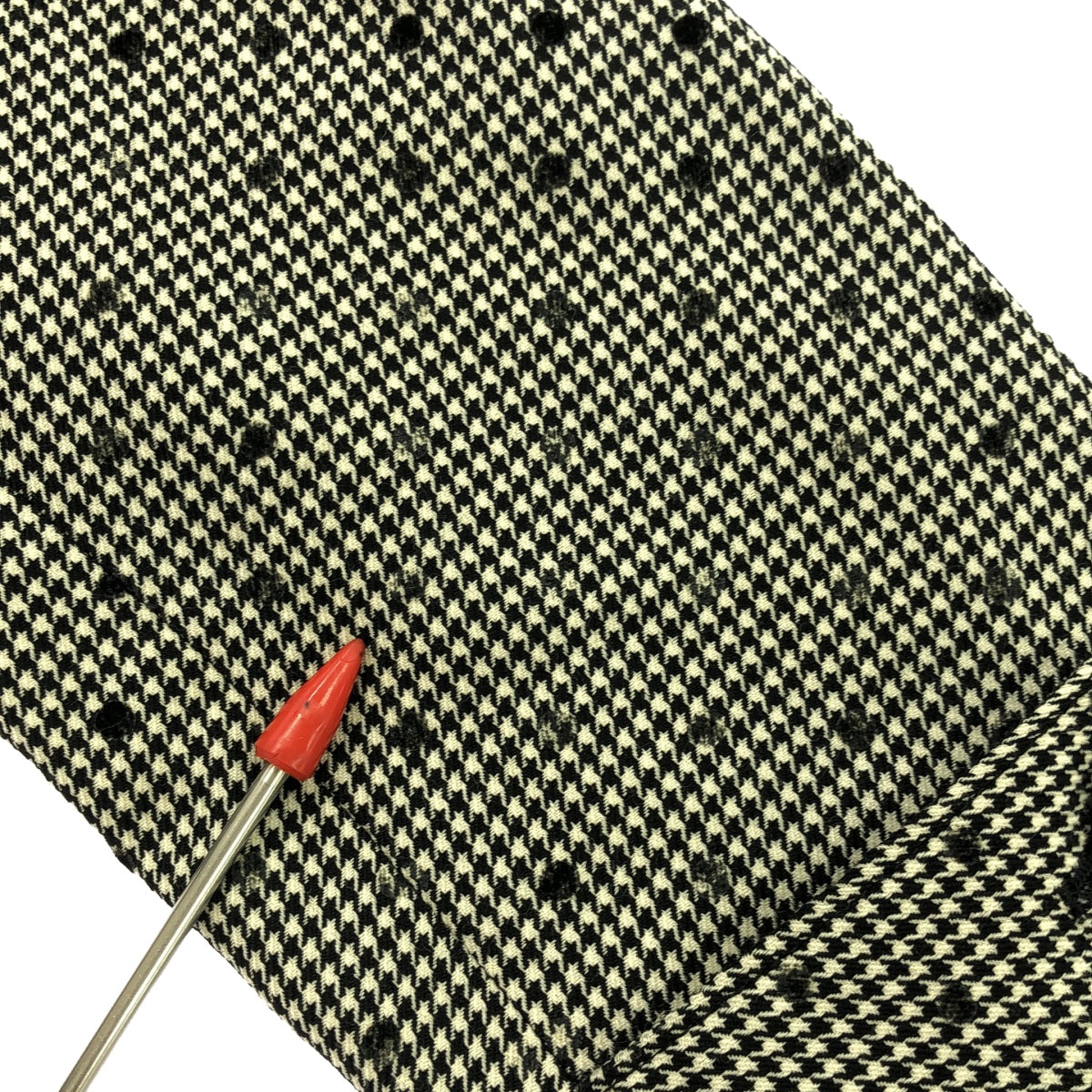 tricot COMME des GARCONS | Wool dot houndstooth coat | M | Black/White | Women's