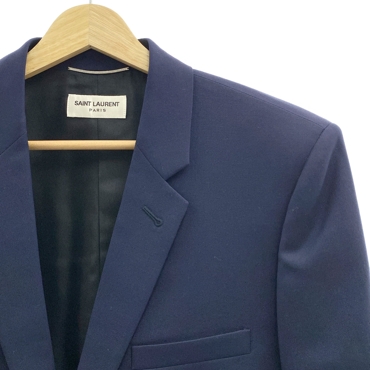 SAINT LAURENT PARIS | 金色扣環缺口翻領羊毛修身外套 | 尺寸 48 | 男款