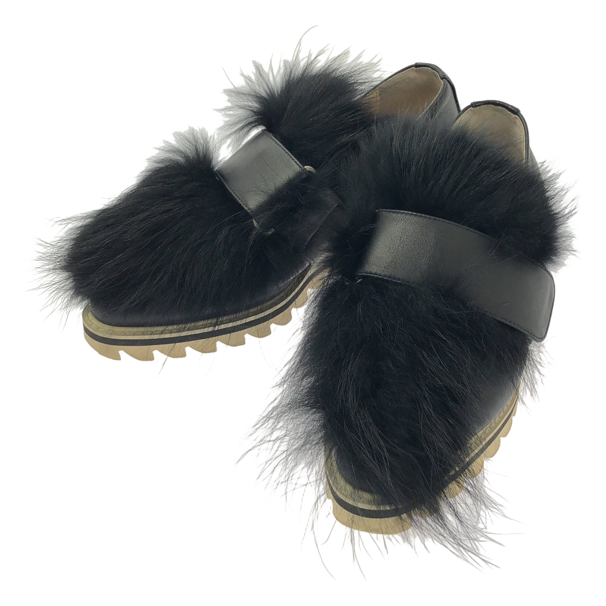 UN3D / アンスリード | レザー ベルテッド ファー シューズ | ブラック | レディース