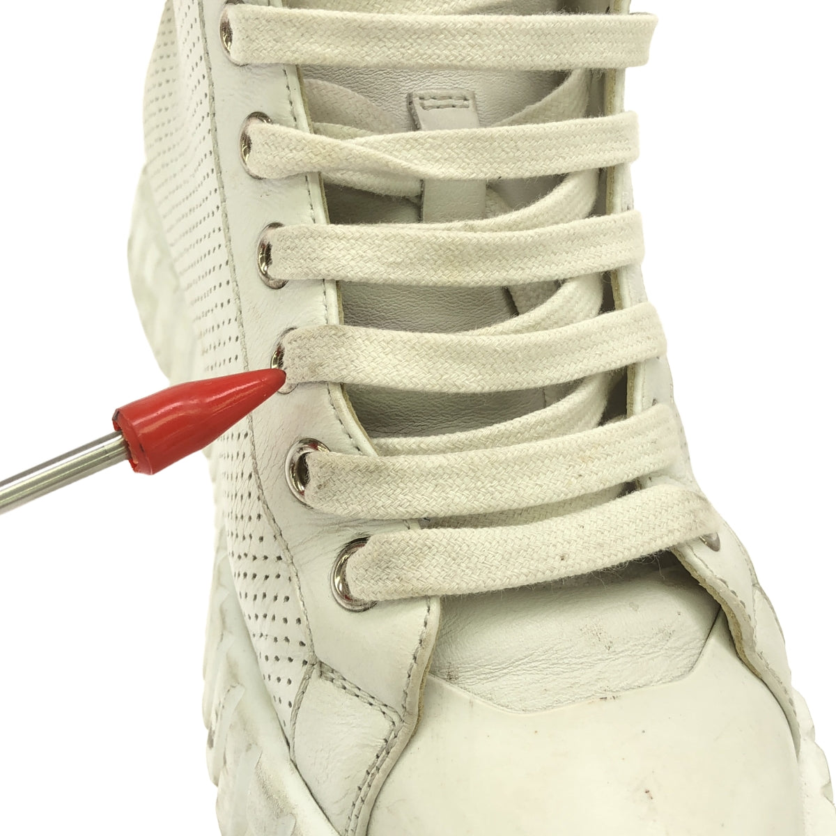 HERMES / エルメス | クライム パンチングレザー ハイカットスニーカー | 35 | ホワイト | レディース