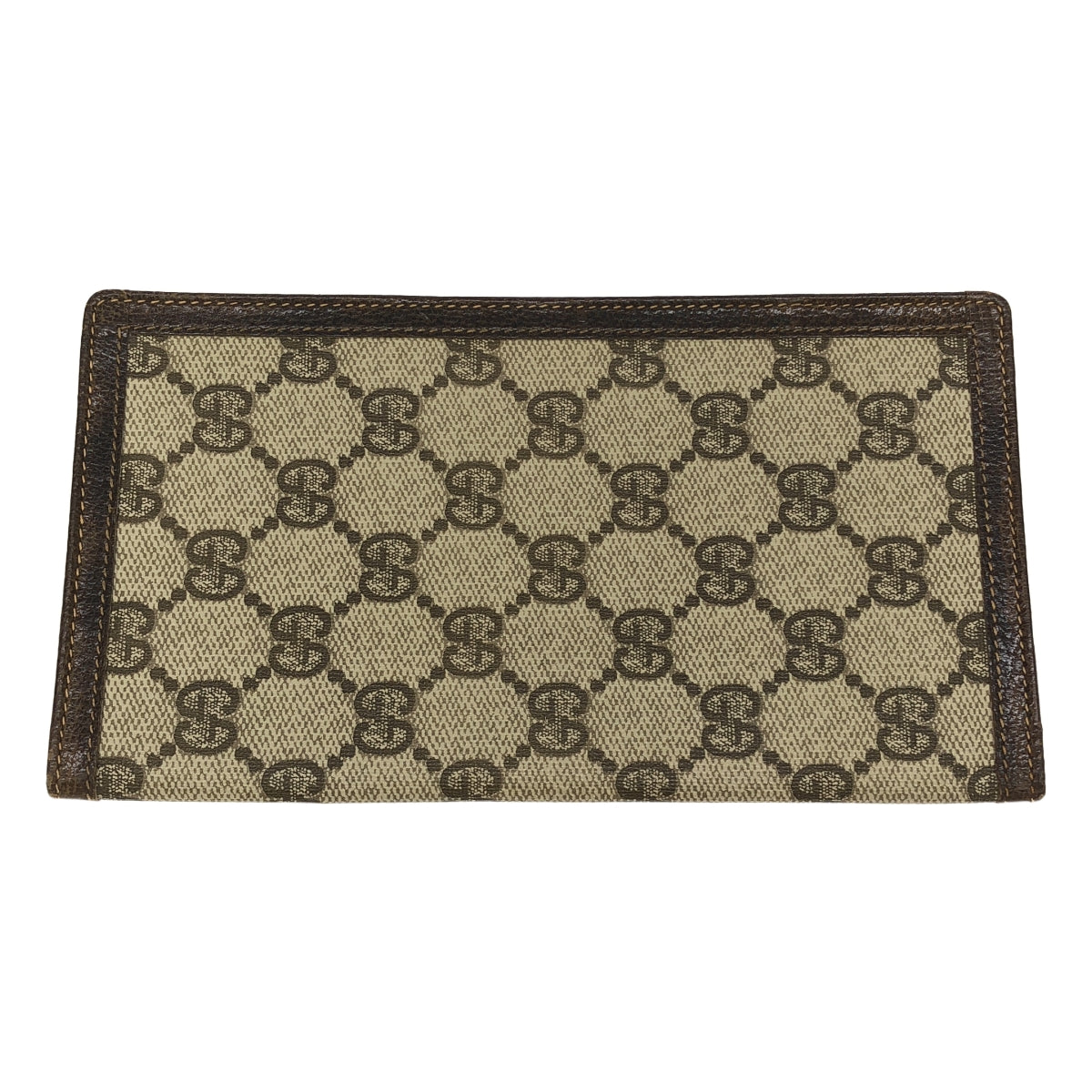 GUCCI | 舊款 GG Shima 長版皮夾 折疊皮革 x PVC | 米色 / 棕色 | 女款